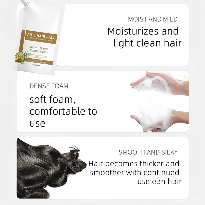 Anti-Hair Fall Shampoo: Ginseng & Ginger for Hair Growth, Oil & Dandruff Control. Buy 1 Get 1 Free. 300ML.