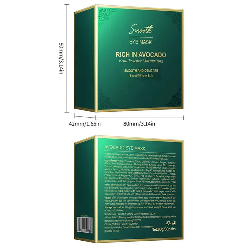 Avocado Moisturizing Eye bagMask,60pcs/set Under Eye Mask, Eye Care Product for Dark Eye Bags, Skin Care Gift Moisturizer Hydrating Comfort