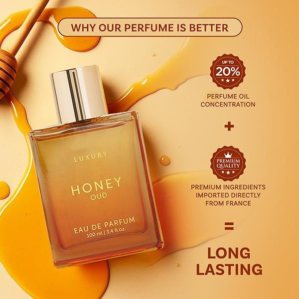 Luxury's Honey Oud | Eau de Parfum 100ml (3.4 fl oz) | Patchouli, Vanilla, Bergamot | Floral & Spicy | Made with Clean & Vegan Essentials Oils | Cruelty Free Fragrance Perfume