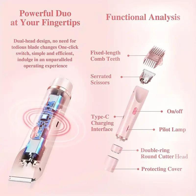 2-in-1 Electric Bikini Trimmer & Epilator for Women - Rechargeable Painless Shaver for Body & Face, Ideal Summer Gift