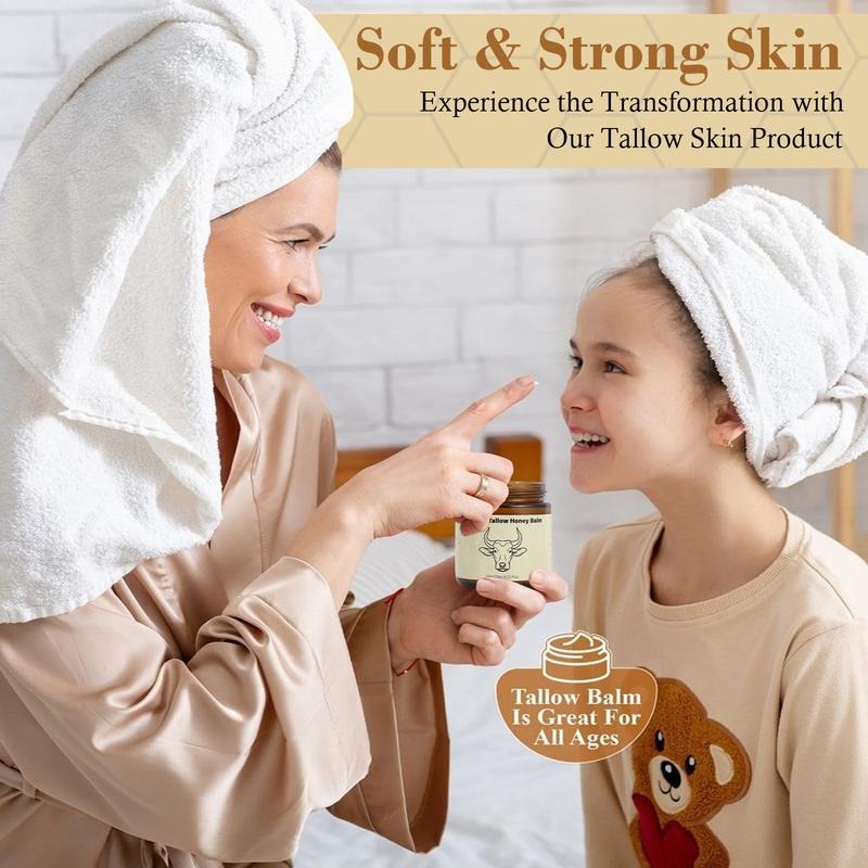 Whipped Grass-Fed Beef Tallow Honey Balm - 4 Oz,Moisturizing Cream for Soft, Smooth Skin - Handmade All-Natural Moisturizer - Lavender