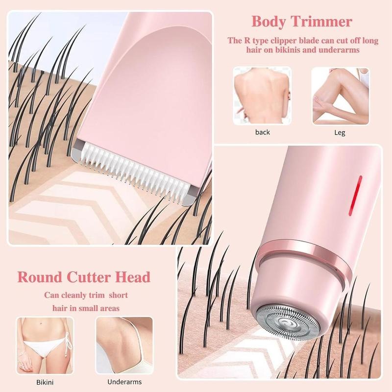 2-in-1 Electric Bikini Trimmer & Epilator for Women - Rechargeable Painless Shaver for Body & Face, Ideal Summer Gift