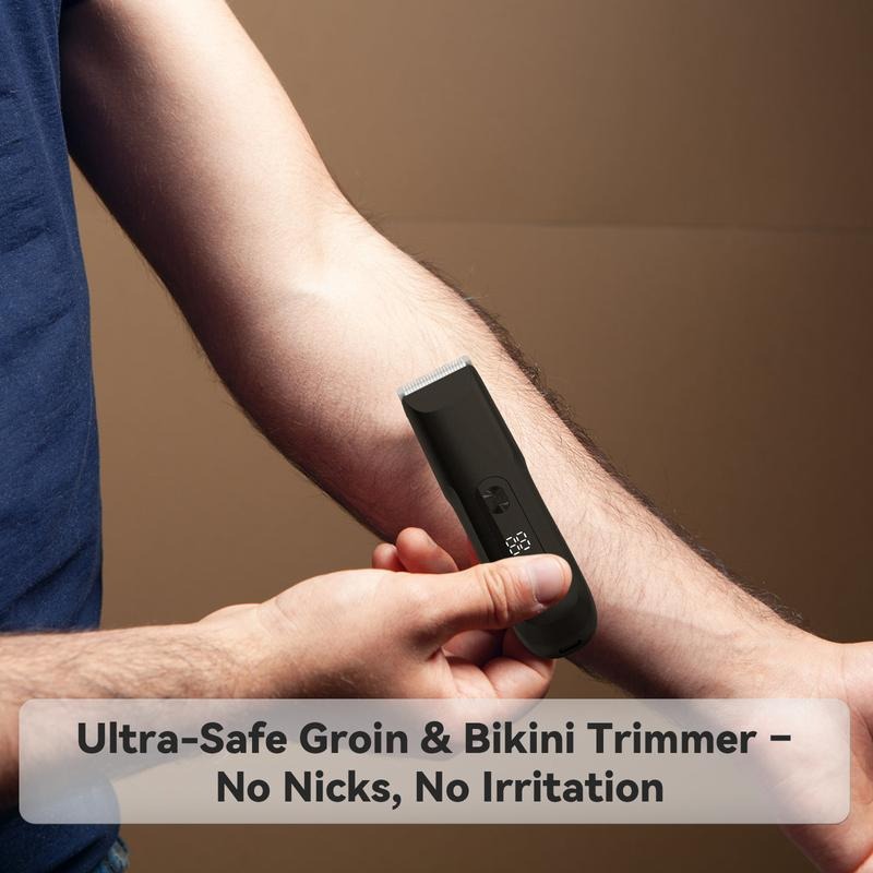 Men's Electric Body Hair Trimmer - Rechargeable Pubic, Chest & Bikini Shaver - Painless Grooming for Legs, Underarms & More - Cordless Digital Display