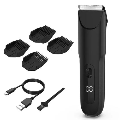 Men's Electric Body Hair Trimmer - Rechargeable Pubic, Chest & Bikini Shaver - Painless Grooming for Legs, Underarms & More - Cordless Digital Display
