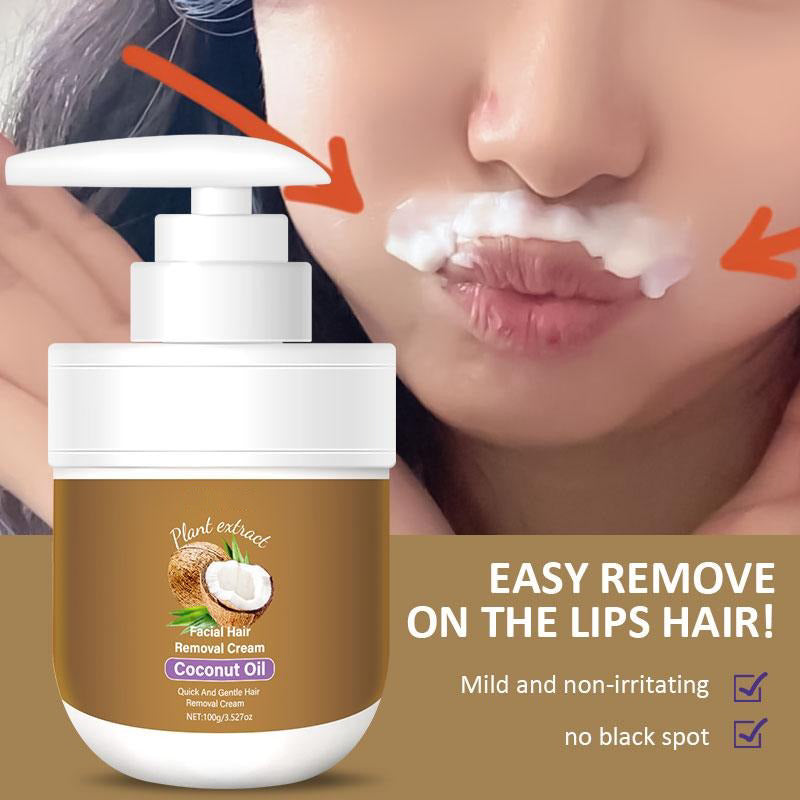 Coconut Oil Facial Hair Removal Cream - Gentle Lip Hair Removal