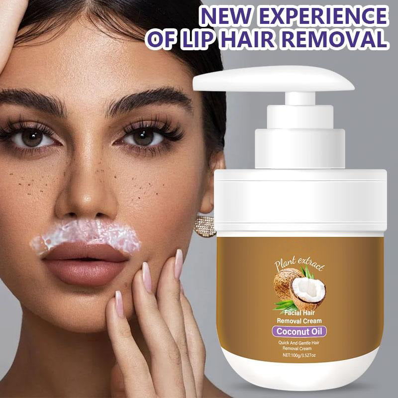 Coconut Oil Facial Hair Removal Cream - Gentle Lip Hair Removal