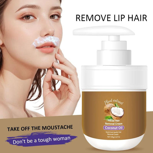 Coconut Oil Facial Hair Removal Cream - Gentle Lip Hair Removal