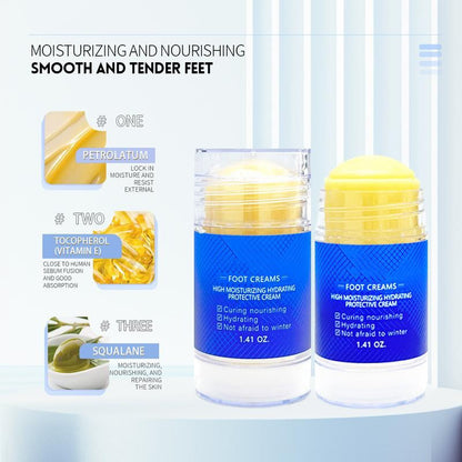 2-in-1 Anti-Crack Foot Cream & Repair Stick. Dead Skin Remover for Extreme Cracked Heels. Intensive Hydration & Nourishing Treatment.