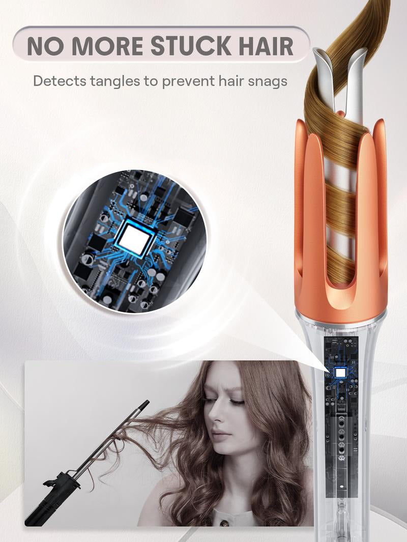1-1.25" Automatic Hair Curling Iron - 3 Temp, 2-Way Rotation, Anti-Scald, Anti-Tangle, Auto Shut-Off, Swivel Cord