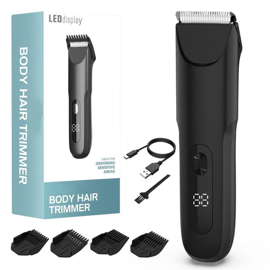 Men's Electric Body Hair Trimmer - Rechargeable Pubic, Chest & Bikini Shaver - Painless Grooming for Legs, Underarms & More - Cordless Digital Display