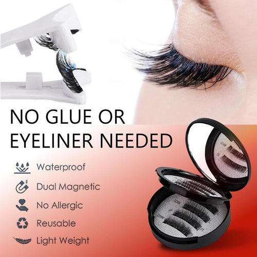 Magnetic Eyelashes Set - Eyelash Curlers with Eyebrow Kit Spiky Eyelash Cluster with Applicator Eyelash Extensions Glue-Free Waterproof Lightweight