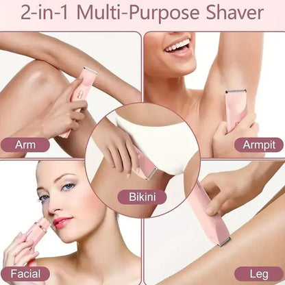 2-in-1 Electric Bikini Trimmer & Epilator for Women - Rechargeable Painless Shaver for Body & Face, Ideal Summer Gift