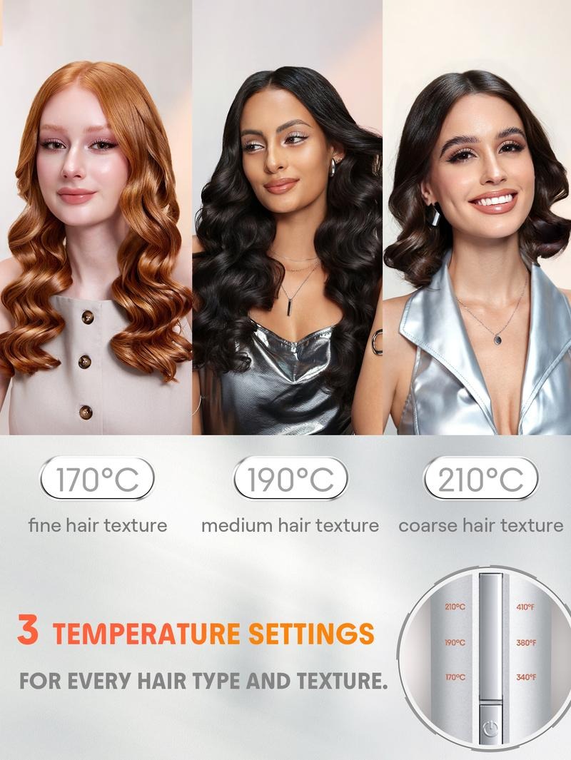 1-1.25" Automatic Hair Curling Iron - 3 Temp, 2-Way Rotation, Anti-Scald, Anti-Tangle, Auto Shut-Off, Swivel Cord