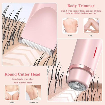 2-in-1 Electric Bikini Trimmer & Epilator for Women - Rechargeable Painless Shaver for Body & Face, Ideal Summer Gift